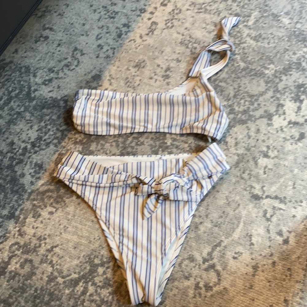 Abercrombie striped high waisted bikini